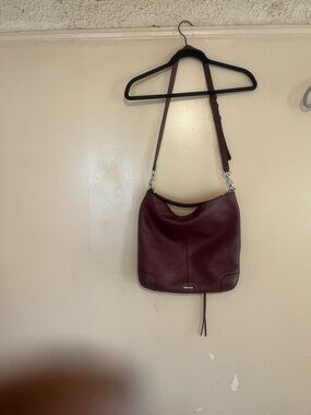 Classic Pebbled Shoulder Bag in Deep Burgundy